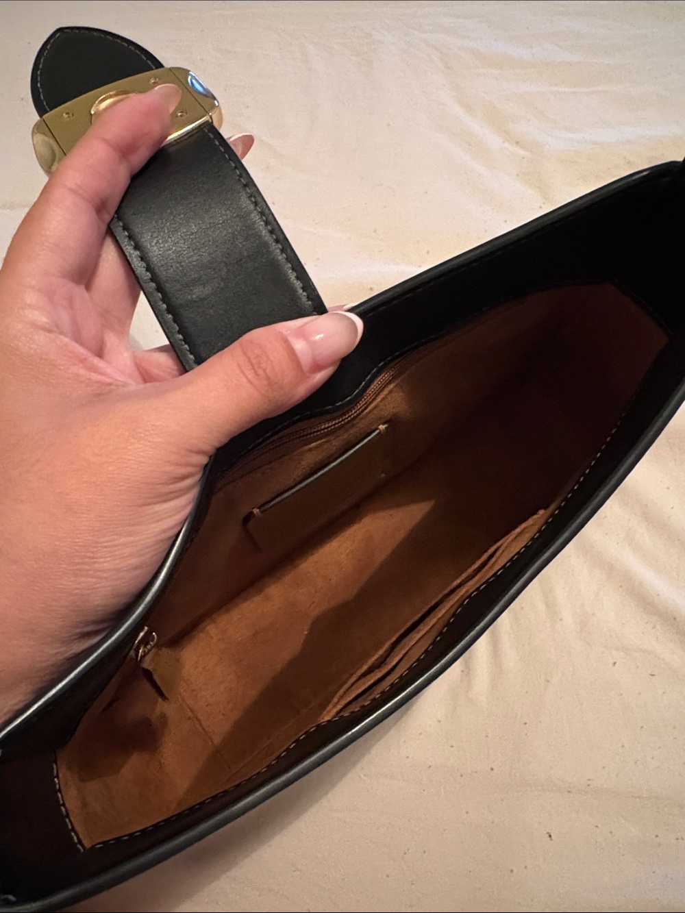 Coach Black Leather Shoulder Bag with Gold Hardware - Picture 3 of 3